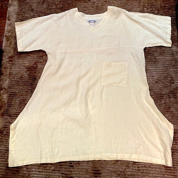 Match Point USA 100% Linen Pale Yellow Kimono Oversized Dress-Sz. L/XL - Picture 11 of 11